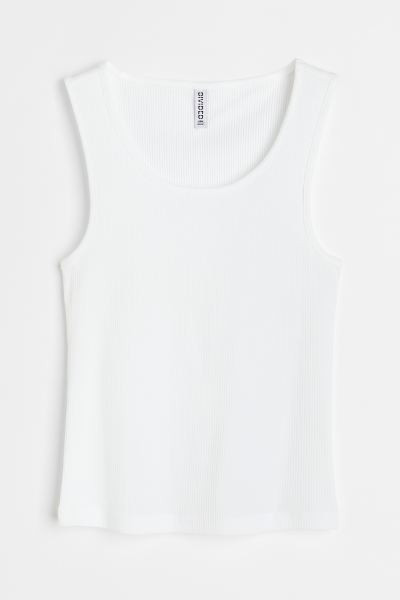 Débardeur côtelé en coton - Gris clair chiné - FEMME | H&M FR | H&M (FR, IT, ES, PT, BE)
