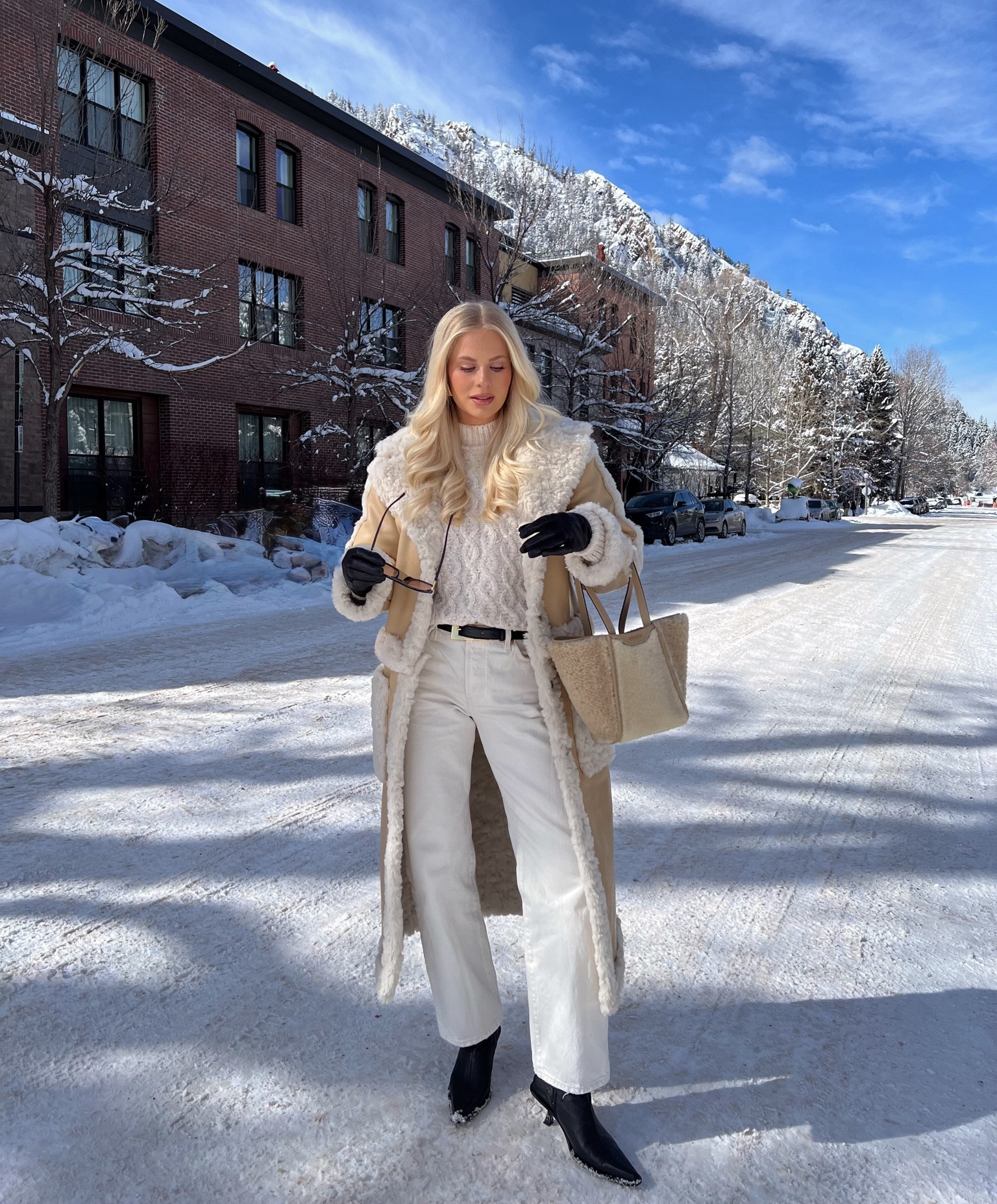 Aspen Outfit - wearing a small in jacket & sweater, sized up 1 size in jeans, boots are tts, xs/s in belt!  Code kathleen15 for a discount on belt! Lip combo: liner pnut butta, lipstick runway royalty, gloss shake #kathleenpost

Mountain outfit, ski trip, apres ski, winter outfit, mountain town vibe, aspen look

#LTKSeasonal #LTKStyleTip #LTKTravel