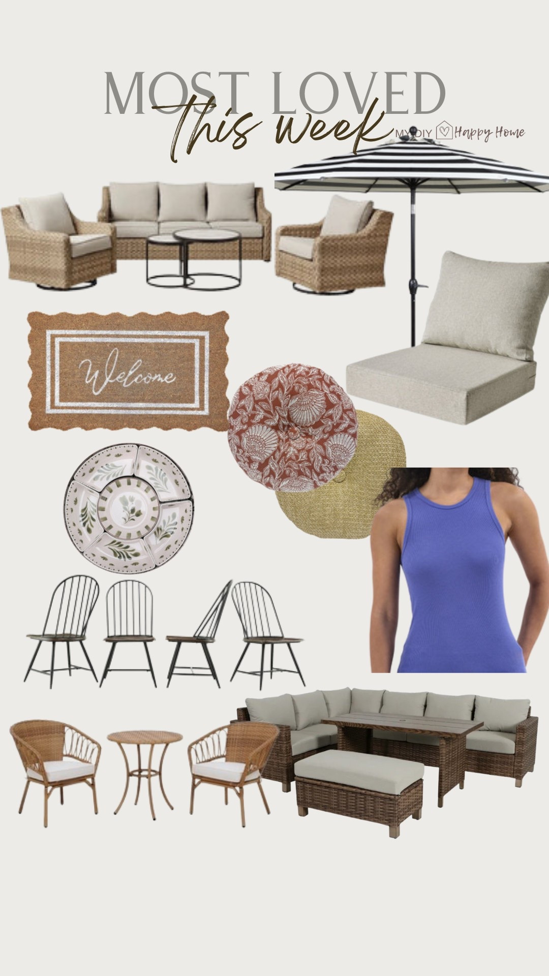 Weekly recap + best sellers 

Outdoor furniture 
Outdoor Replacement cushions
$3.98 tank
Appetizer bowl 
My kitchen dining chairs, set of 4
Outdoor Pillows 
Scallop doormat

#LTKHome #LTKSummerEdit #LTKSeasonal