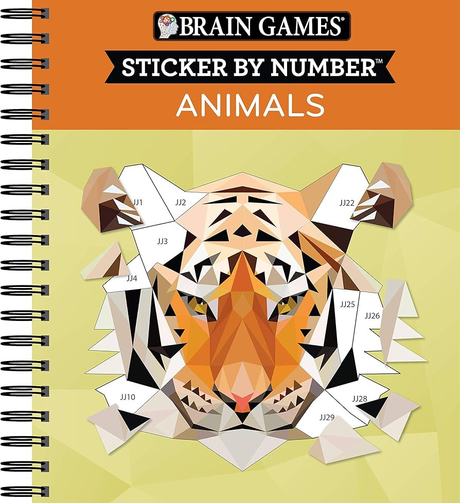 Brain Games - Sticker by Number: Animals - 2 Books in 1 (42 Images to Sticker) | Amazon (US)