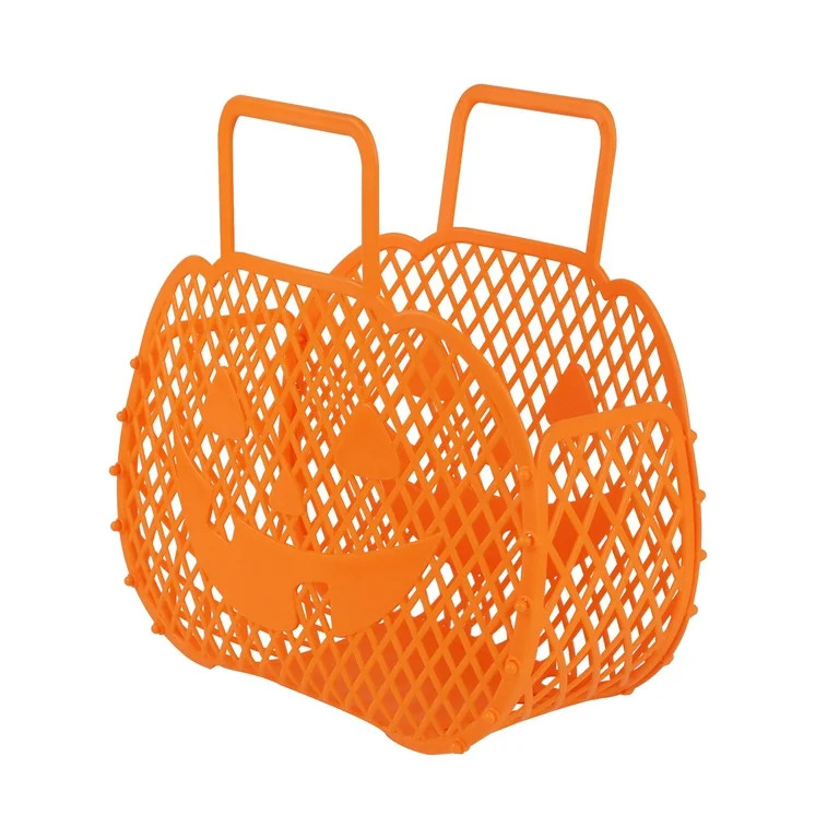 Halloween Plastic Orange Jack-o'-Lantern Basket, by Way To Celebrate | Walmart (US)