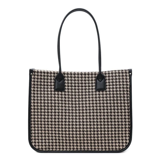 Time and Tru Women's Houndstooth Tote Bag, Tan | Walmart (US)