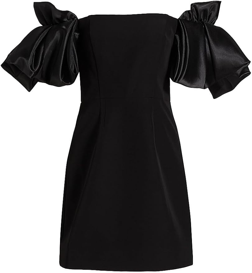Amazon.com: As It May, Sabine Satin Crepe Off-The-Shoulder Flare-Sleeve Minidress : Luxury Stores | Amazon (US)