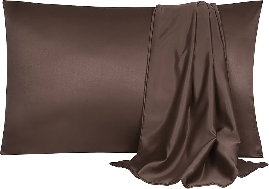 uxcell 2 Pack Silk Satin Pillowcase for Hair and Skin, Cool, Silky, Soft Breathable Pillow Cases Que | Amazon (US)