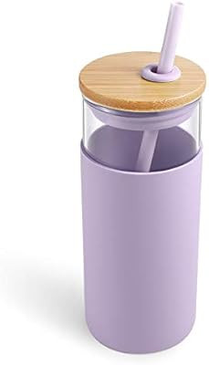 Tronco 20oz Glass Tumbler Glass Water Bottle Straw Silicone Protective Sleeve Bamboo Lid - BPA Fr... | Amazon (US)