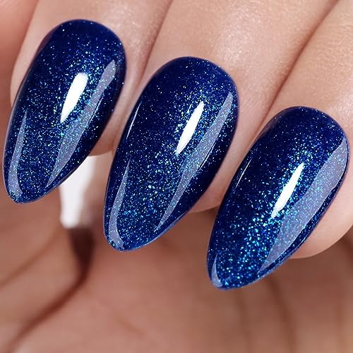 Imtiti Gel Nail Polish, Glitter Navy Blue Gel Polish, UV LED Soak Off Color Gel Polish for Manicure Salon or DIY Nail Art at Home, 0.5 Fl Oz | Amazon (US)