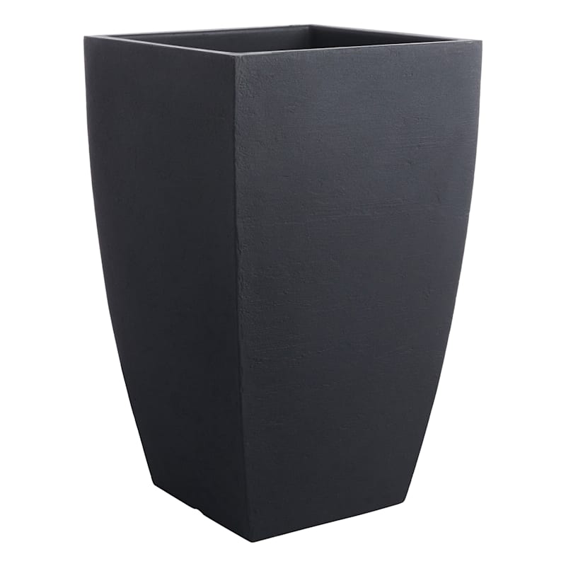 Japi All-Weather Black Lead Modern Square Outdoor Planter, Large | At Home