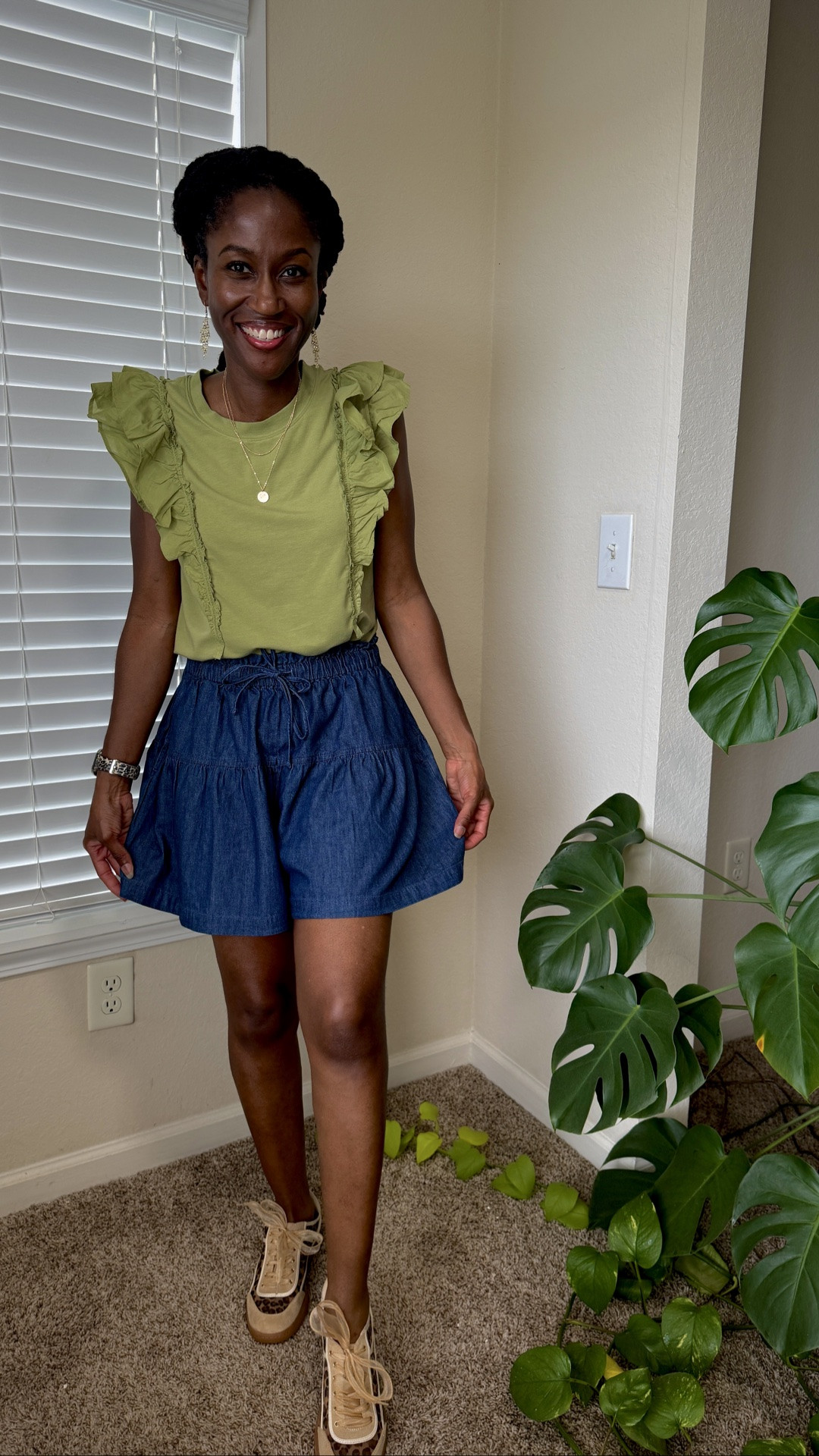 Casual summer outfit of the day. I’m wearing loose denim shorts that look and feel like I’m wearing a denim skirt. Works as a Teacher outfit inspo. Get ready with me for a little dilly dallying. Get these shorts now while on sale. I’m wearing the small.

#LTKgrwm #LTKootd #LTKSaleAlert