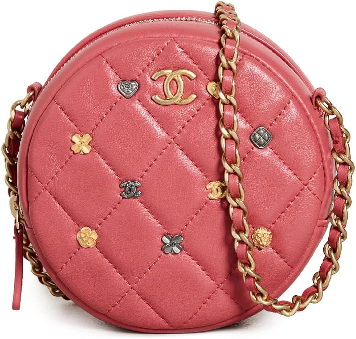 Amazon.com: CHANEL Women's Pre-Loved Round Icon Chain Clutch, Pink, One Size : Automotive | Amazon (US)