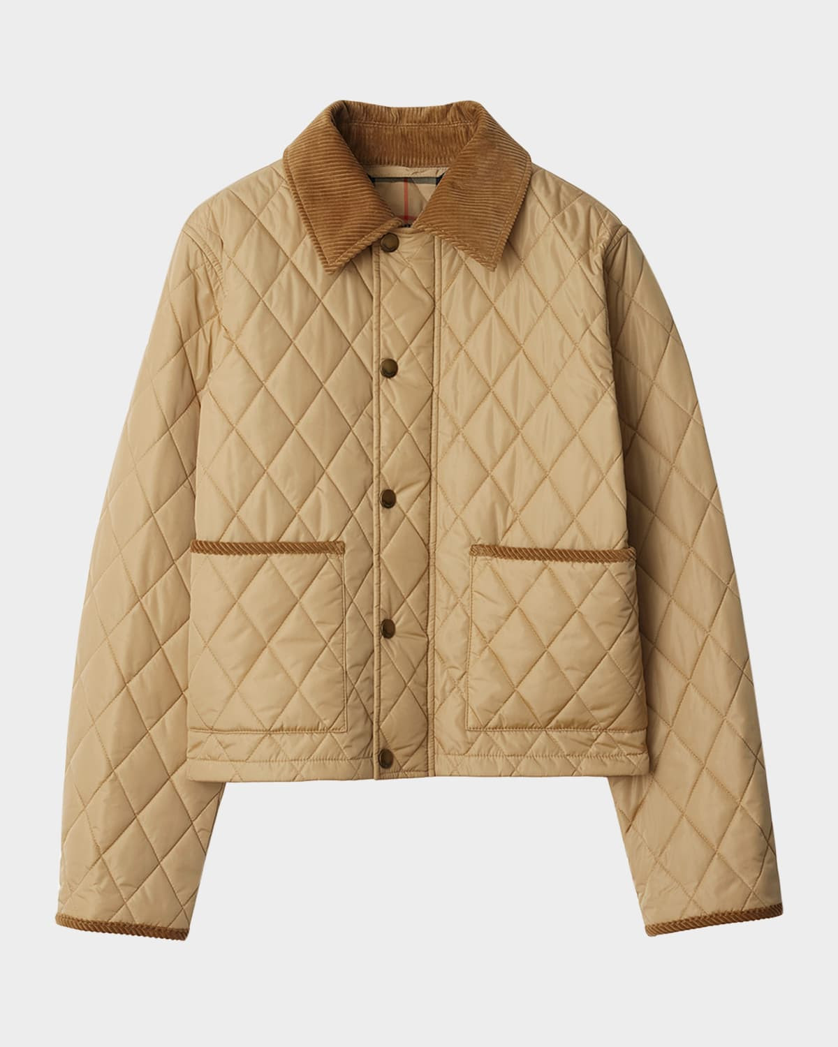 Corduroy-Collar Quilted Jacket | Neiman Marcus