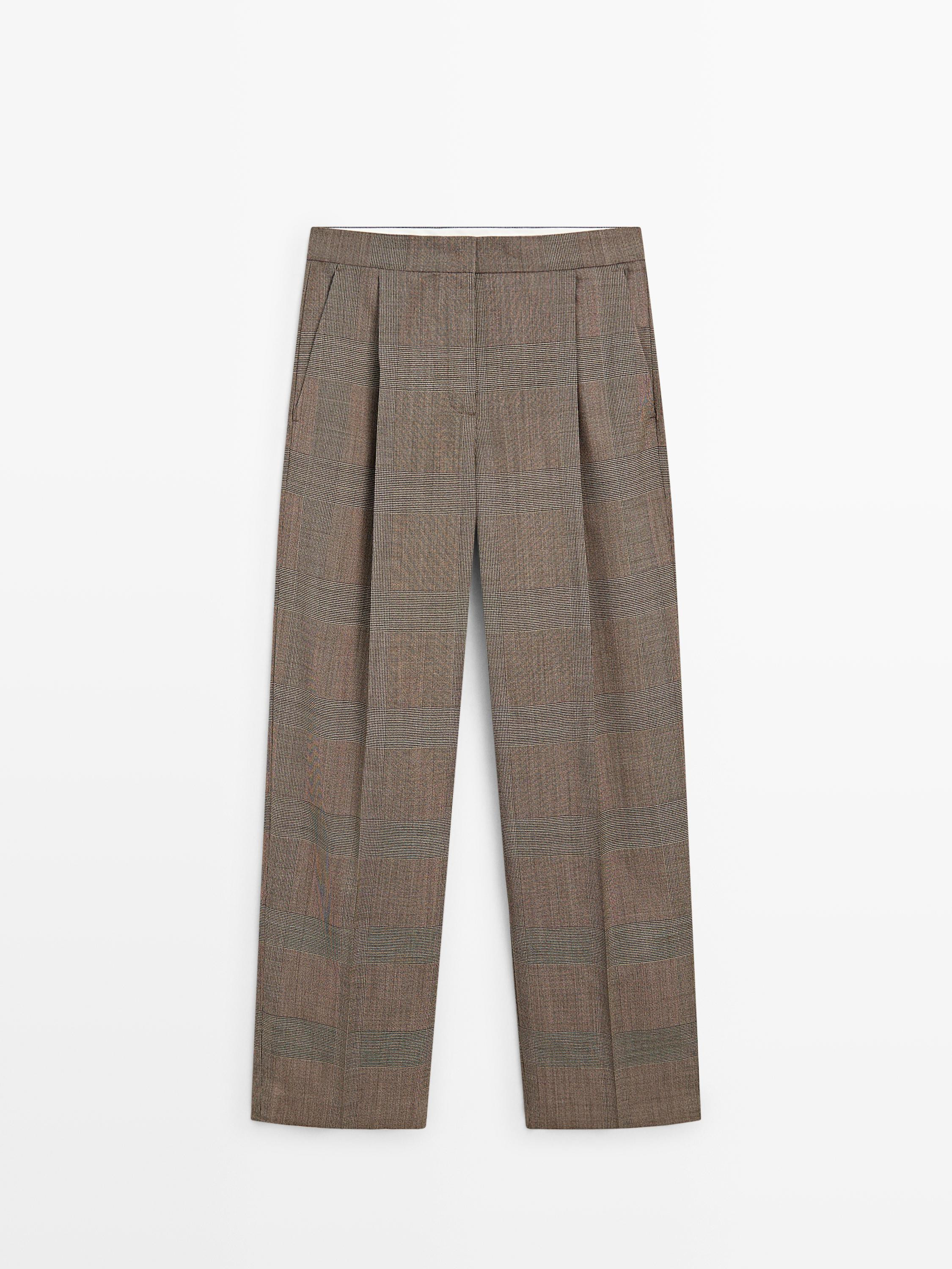 Check wool suit trousers | Massimo Dutti UK