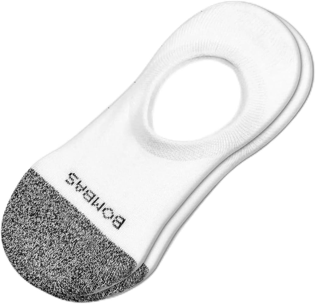 2 PACK Bombas Womens Cushioned No Show Socks,(White,Medium) | Amazon (US)