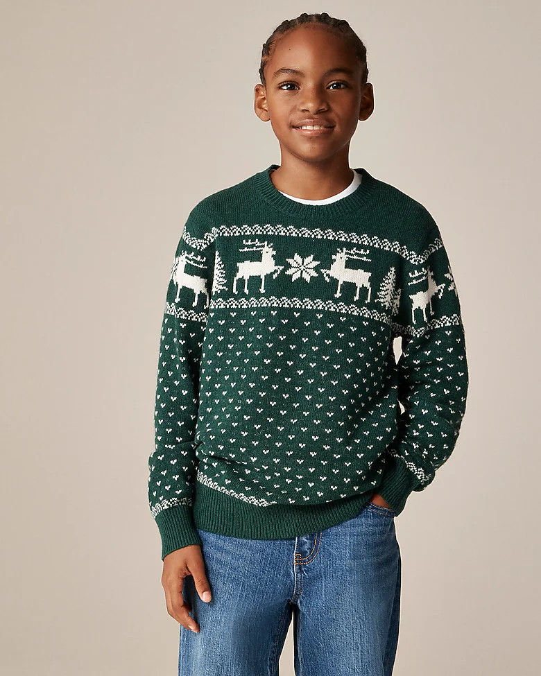 Kids' reindeer Fair Isle sweater in wool blend | J. Crew US