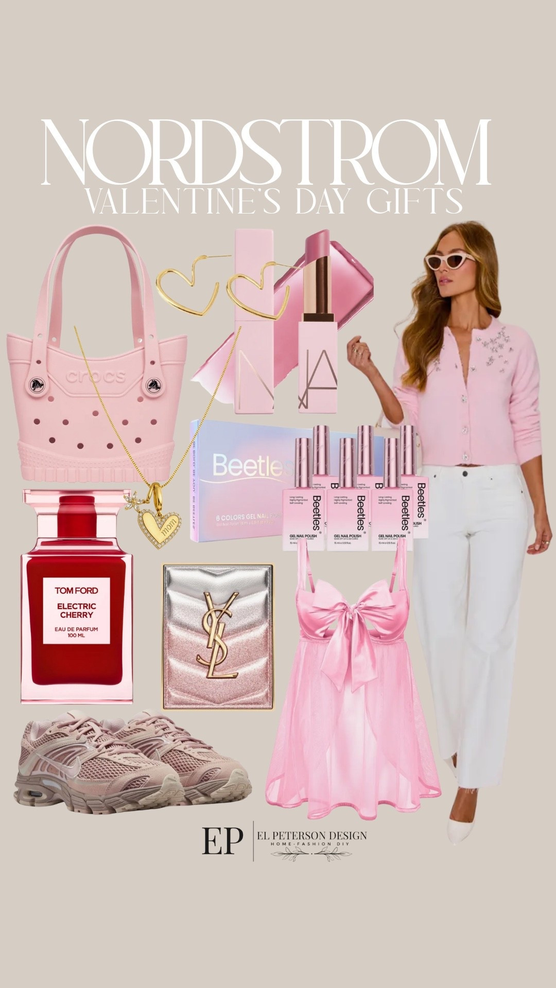 Nordstrom’s 
Valentines Day Gifts 
Tote bag
Perfume
Eye shadow
Lip glass
Lingerie
Cardigan
Sneakers
Necklace 
Earrings 

#LTKValentine