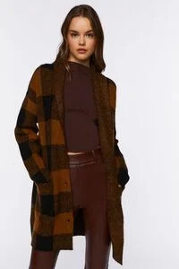 Buffalo Plaid Longline Cardigan Sweater | Forever 21 (US)