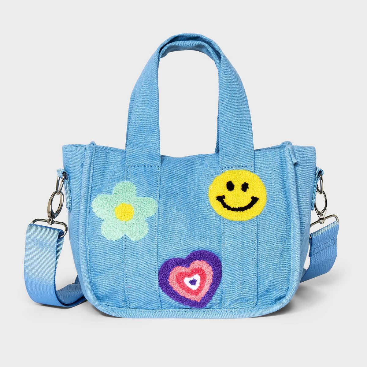 Girls' Mini Crossbody Bag Tote with Denim Patches - art class™ Blue | Target