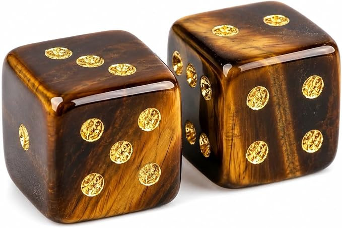 Tiger Eye Mahjong Dice Set of 2, 17mm Natural Stone Dice for American Mahjongg, Brown Gold Gemsto... | Amazon (US)