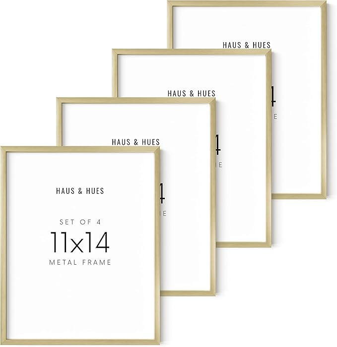 HAUS AND HUES 11x14 Gold Picture Frames - Set of 4 Gold Photo Frames, Gold Metal Wall Picture Fra... | Amazon (US)