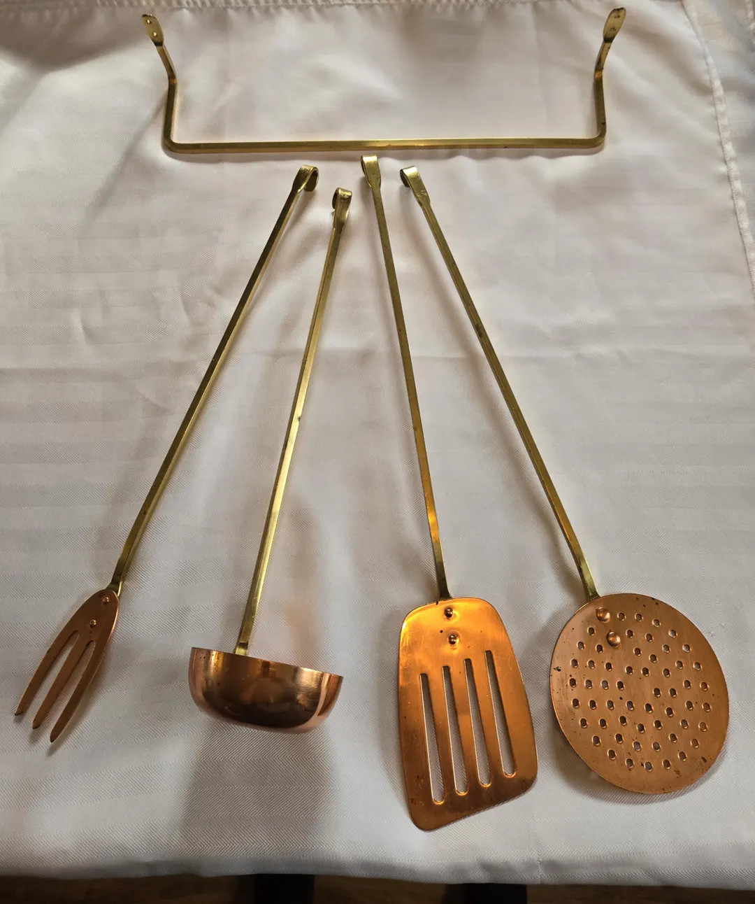 Vintage Copper & Brass Hanging Kitchen Utensils, French Copper Country Decor, Kitchen Utensils, B... | Etsy (US)
