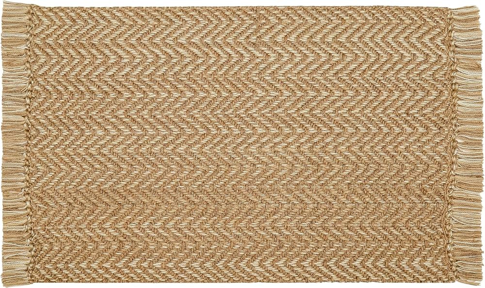 THE BEER VALLEY Chevron Weave Rug 2'x3' Feet - Reversible Low Pile Washable Stain Resistant Natur... | Amazon (US)