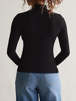 REORIA Women's Long Sleeve Mock Turtle Neck Tops Fall Winter Basic Double Lined Layering Lightwei... | Amazon (US)