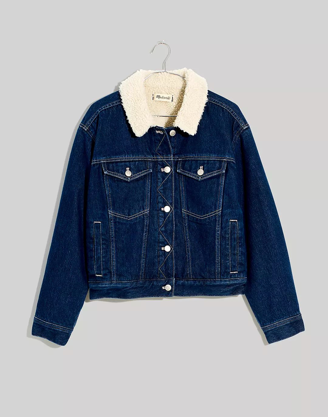 The Cropped Oversized Trucker Jean Jacket: Sherpa Collar Edition | Madewell
