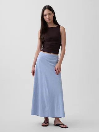 Linen-Blend Maxi Slip Skirt | Gap (CA)