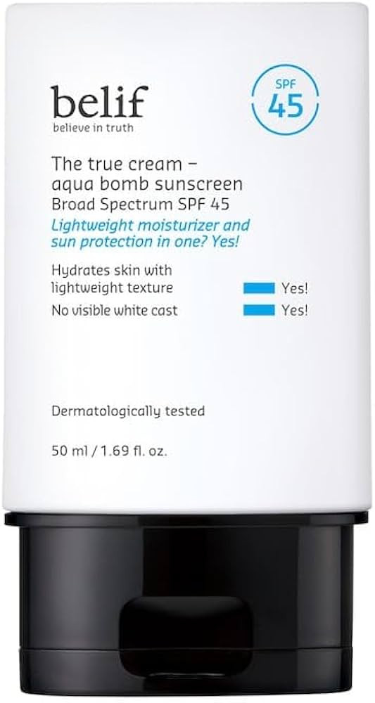 belif Aqua Bomb SPF 45 Hydrating Niacinamide Sunscreen (1.69 fl. oz) - The True Cream PA++++, Dai... | Amazon (US)