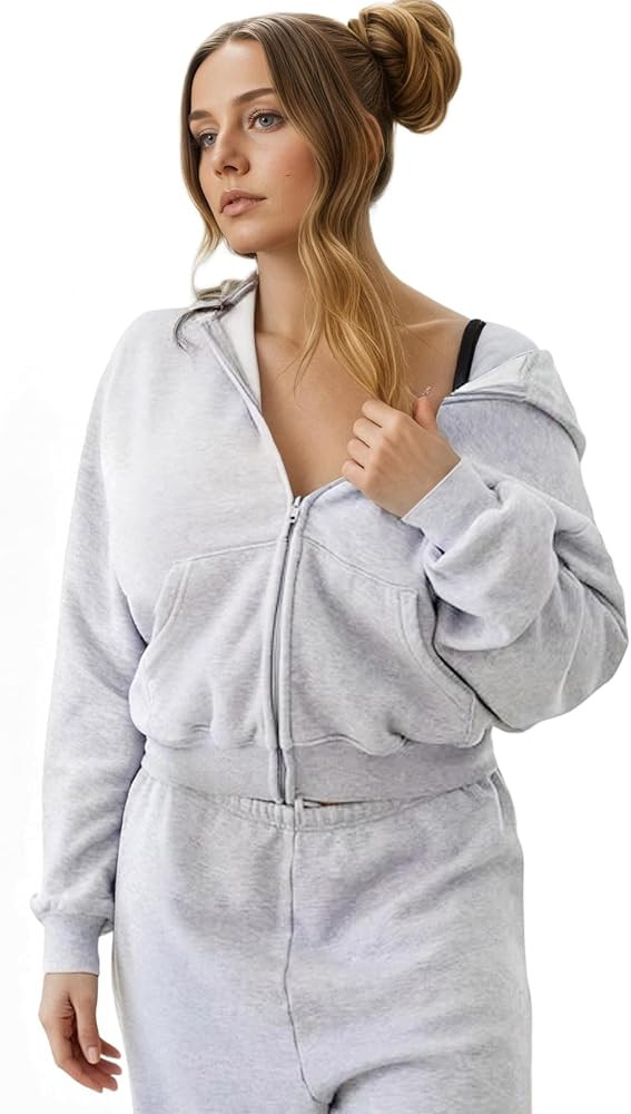 Zip Up Hoodies for Women Fleece Jacket with Pockets Casual Sweatshirts Comfy Fall Coats | Amazon (US)
