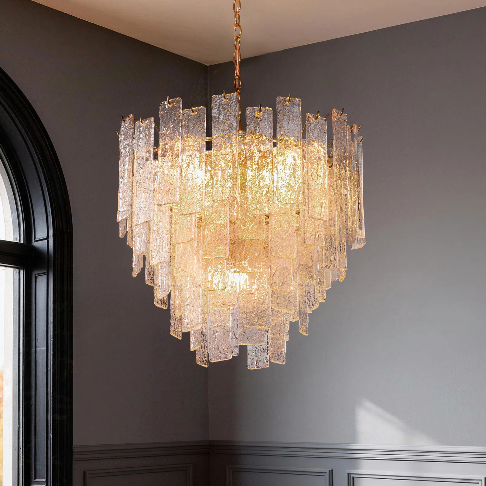 Joss & Main  Mesmer 24" 9-lights Luxury Chandelier With Hammered Glass & Reviews | Joss & Main | Joss & Main