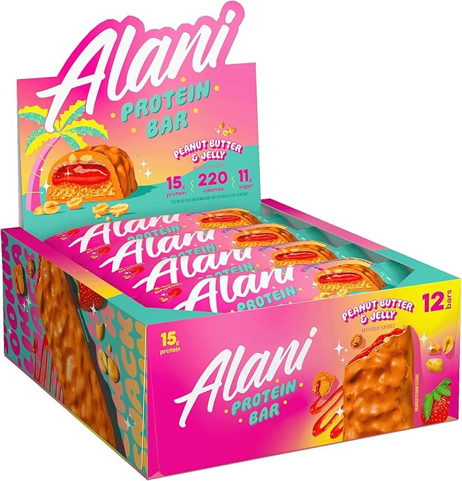 Alani Nu Protein Bars PEANUT BUTTER & JELLY | High Protein Gluten-Free Bars | 16g Protein | Low-S... | Amazon (US)