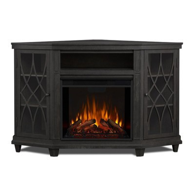 Lynette 56" Corner Electric Fireplace TV Stand in Gray by Real Flame | Target