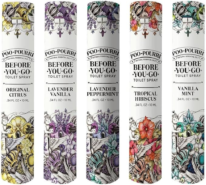 Poo-Pourri Before-You-Go Toilet Spray, Travel Essentials, .34 Fl Oz, In A Pinch Variety 5 Pack, E... | Amazon (US)