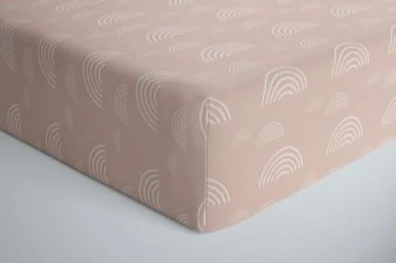 Blush Pink Rainbow Bamboo Muslin Fitted Crib Sheet, Baby Girl crib sheet, rainbow crib sheet | Etsy (US)