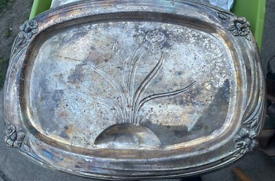 Vintage Roger Bros. Daffodil Silver Plated Art Nouveau Meat Well Platter | eBay US