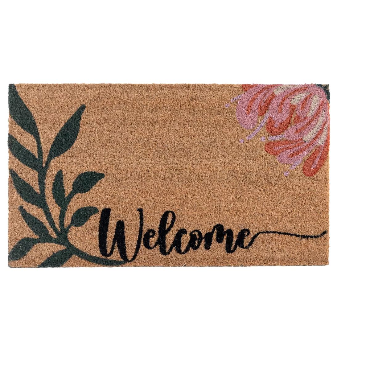 Shiraleah "Welcome" Floral Print Rectangle Doormat | Target