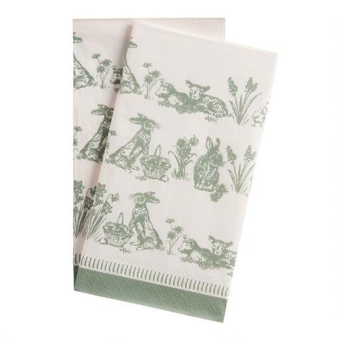 Green Botanical Bunny Paper Guest Napkins 20 Count | World Market