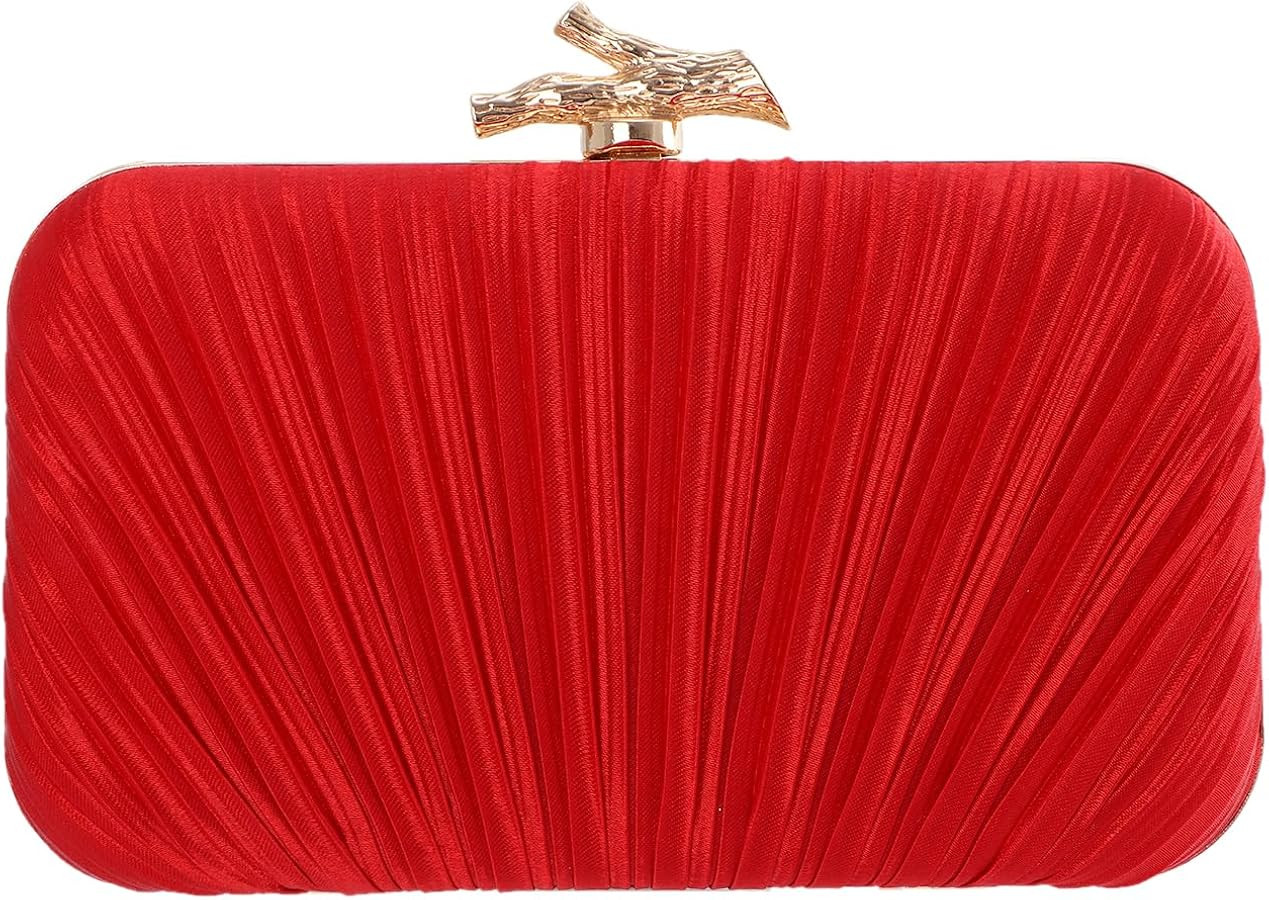 Freie Liebe Clutch Purses for Women Evening Bag Pleated Clutch Bag with Chain for Wedding Party | Amazon (US)