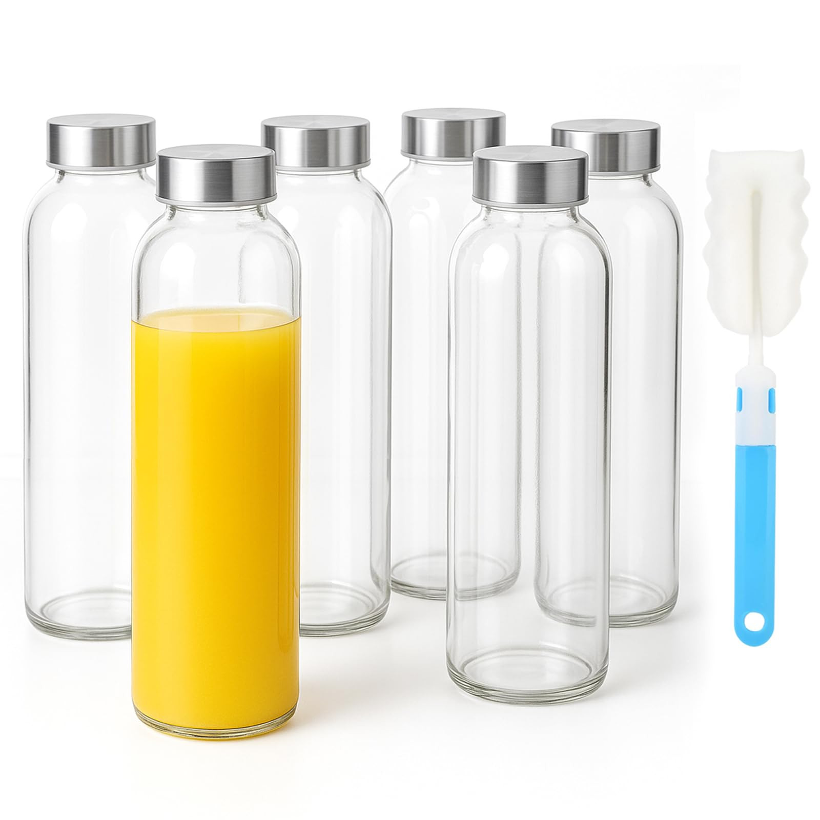 Sursip 24oz Glass Water Bottle Set of 6, Leak Proof Clear glass juice bottle for juicing, Reusabl... | Amazon (US)