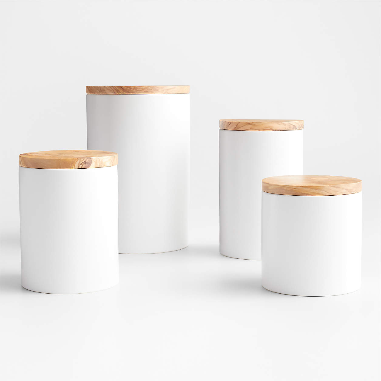 Small Olivewood and Matte Ceramic Canister + Reviews | Crate & Barrel | Crate & Barrel