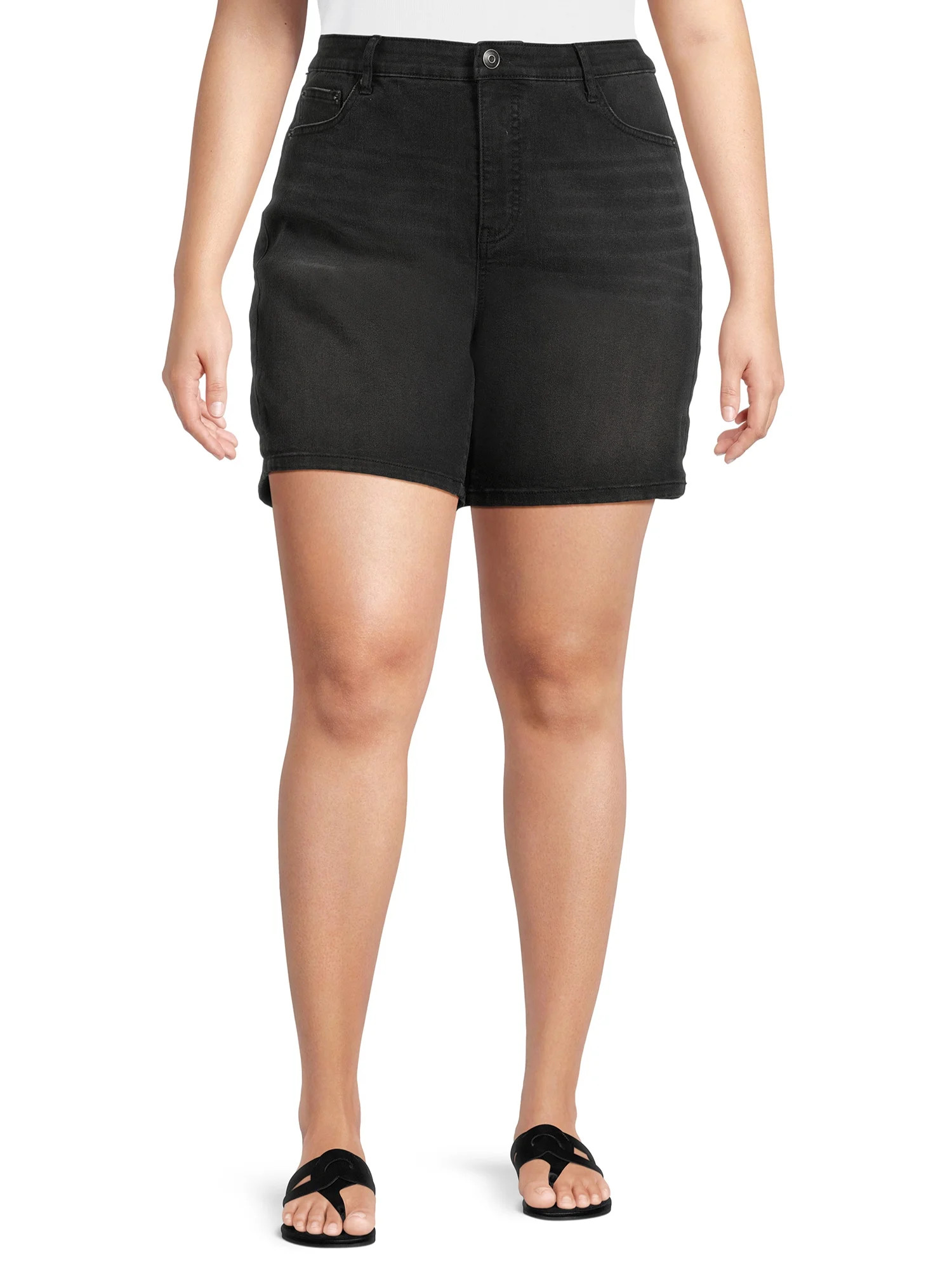 Terra & Sky Women's Plus Size Bermuda Denim Shorts, 7” Inseam | Walmart (US)