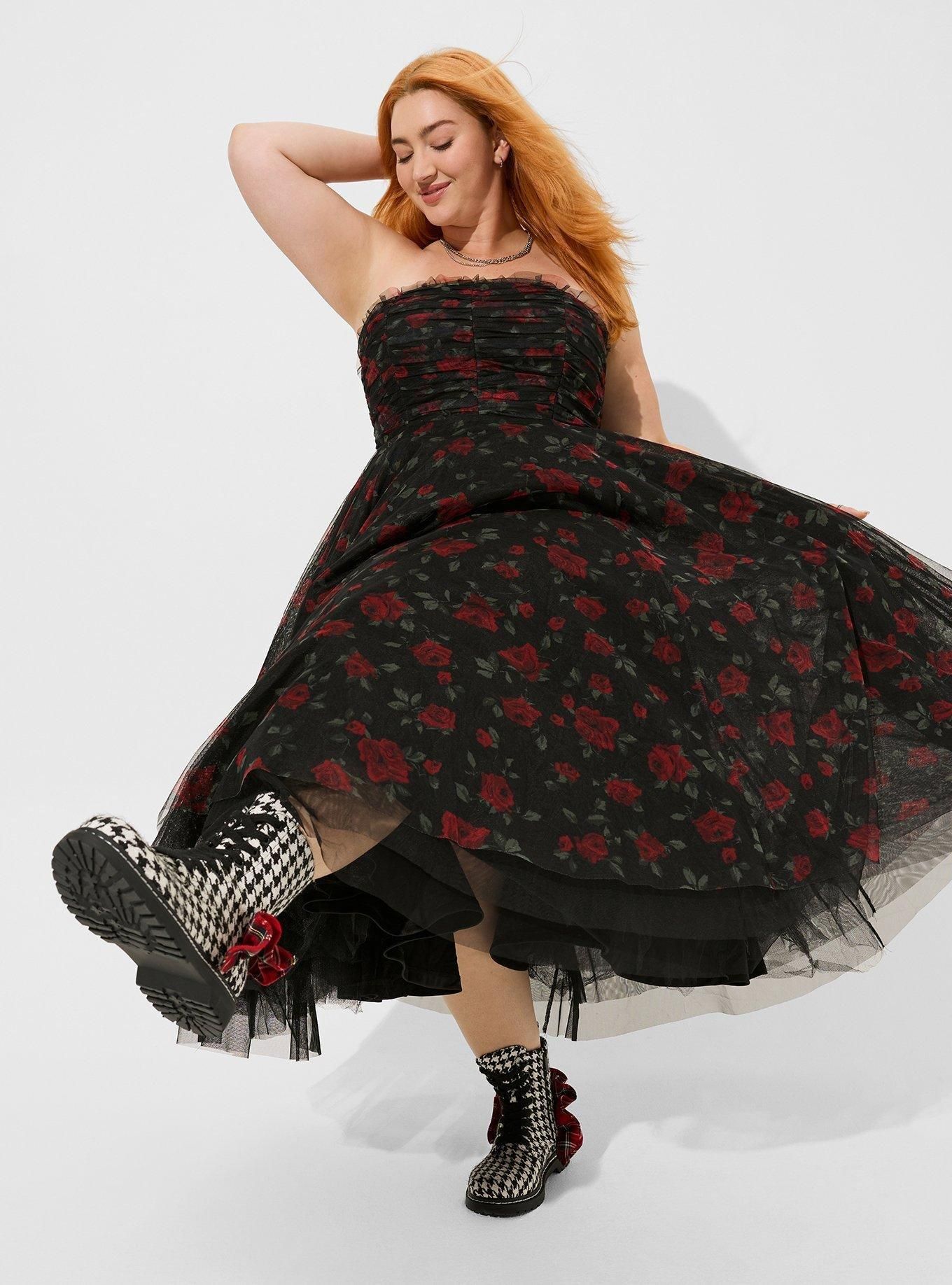 Betsey Johnson Maxi Strapless Ruffle Tea Dress | Torrid (US & Canada)