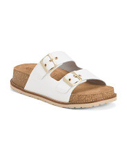Made In Spain Leather Two Band Flatform Footbed Sandals With Buckles | Women's Shoes | Marshalls | Marshalls