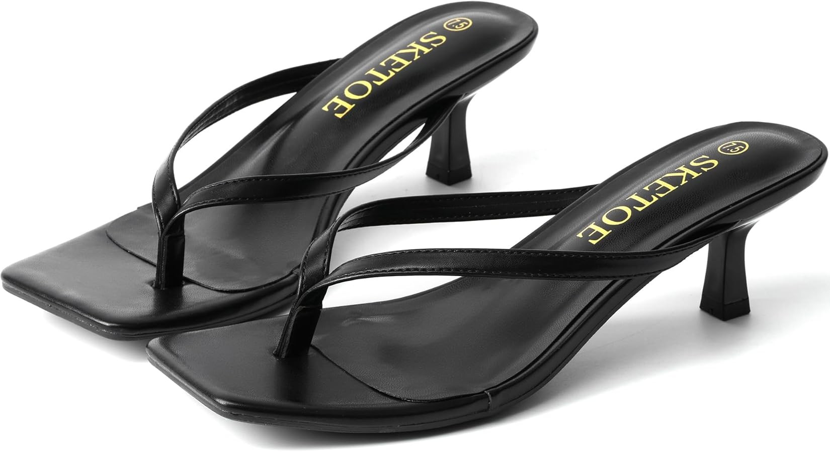 Kitten Heels for Women Square Toe Sandals Flip Flop Heels Thong Sandals Comfortable Summer 2 Inch... | Amazon (US)