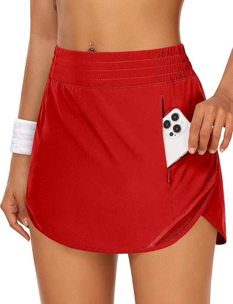 Womens Athletic Skort Tennis Skirt with Shorts High Waisted Quick Dry Running Workout Skirts with... | Amazon (US)