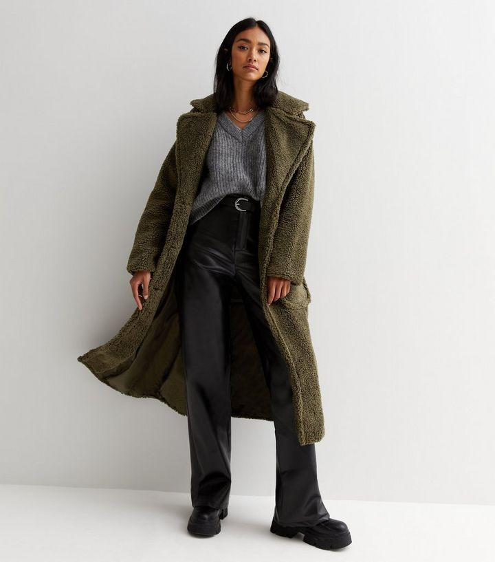Gini London Olive Teddy Pocket Front Long Coat
						
						Add to Saved Items
						Remove from ... | New Look (UK)