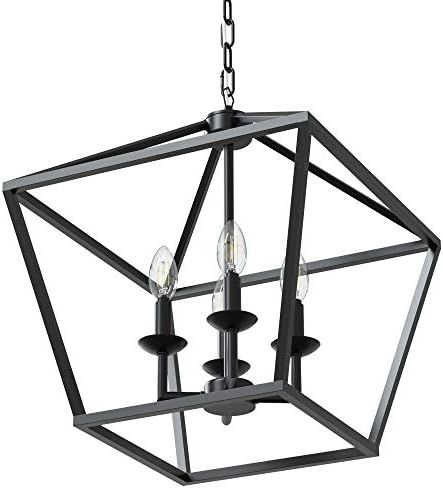 TURBO SII (Bulb Included) Matte Black Farmhouse Chandeliers, 4-Light Classic Hanging Light Fixtur... | Amazon (US)