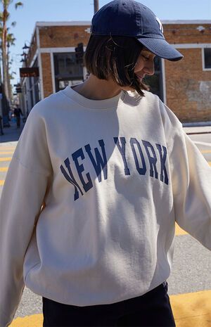John Galt White New York Crew Neck Sweatshirt | PacSun