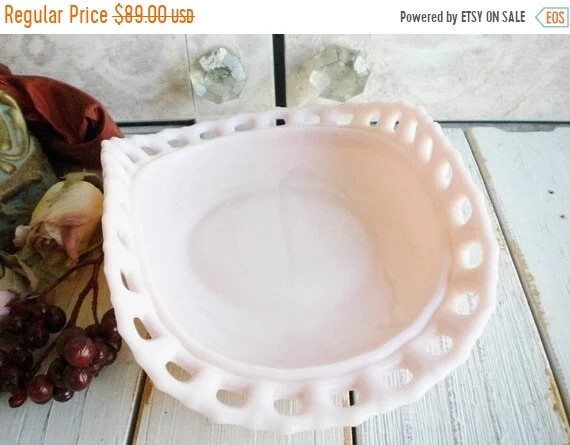 Sale Pink Milk Glass Plate Curved Lace Edge/ Tea Party | Etsy | Etsy (US)
