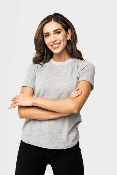 Bliss Pointelle Short Sleeve Tee with Scalloped Trim | Gibson